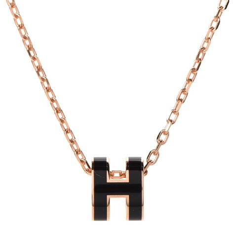 hermes rose gold black pop h pendant|Hermes mini h pop necklace.